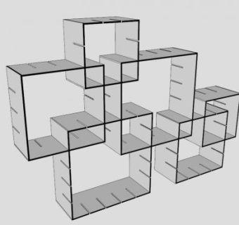 倚墙式书架搁板书架SU模型下载_sketchup草图大师SKP模型