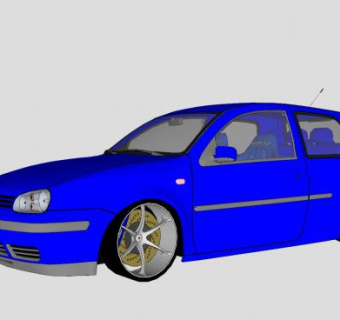 大众高尔夫蓝色汽车SU模型下载_sketchup草图大师SKP模型