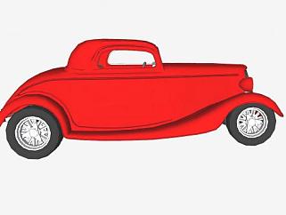 古典红色汽车SU模型下载_sketchup草图大师SKP模型