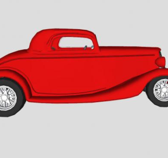 古典红色汽车SU模型下载_sketchup草图大师SKP模型