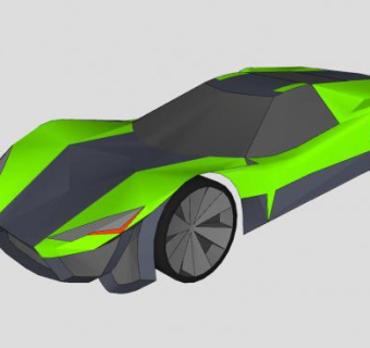 黑绿色跑车SU模型下载_sketchup草图大师SKP模型