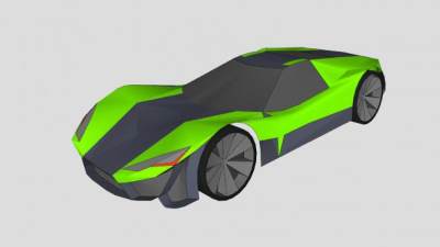 黑绿色跑车SU模型下载_sketchup草图大师SKP模型