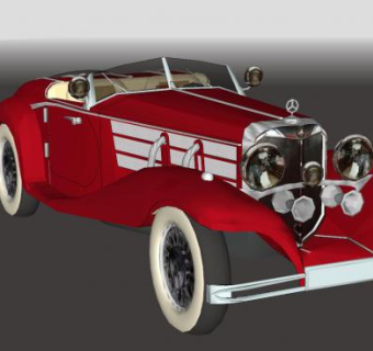 奔驰500K敞篷跑车SU模型下载_sketchup草图大师SKP模型