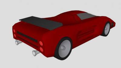 红色概念跑车SU模型下载_sketchup草图大师SKP模型