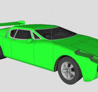 绿色跑车SU模型下载_sketchup草图大师SKP模型