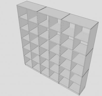 现代隔板式多层书架SU模型下载_sketchup草图大师SKP模型