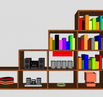 特别版抽屉式书柜SU模型下载_sketchup草图大师SKP模型