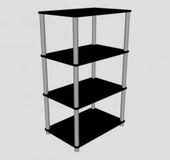 四层管架书架SU模型下载_sketchup草图大师SKP模型