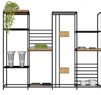 铁架子书柜书架SU模型下载_sketchup草图大师SKP模型