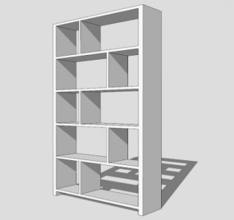 印多利白色书柜SU模型下载_sketchup草图大师SKP模型