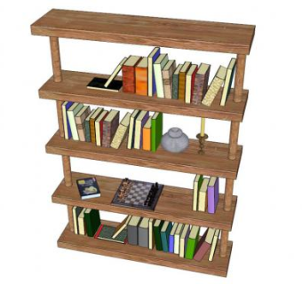家具隔板式书架书柜SU模型下载_sketchup草图大师SKP模型