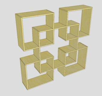 木工设计嵌入式书架SU模型下载_sketchup草图大师SKP模型