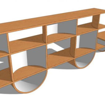 金库书柜边桌书架SU模型下载_sketchup草图大师SKP模型