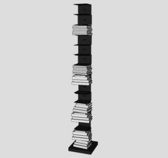 黑色板式书店书架SU模型下载_sketchup草图大师SKP模型
