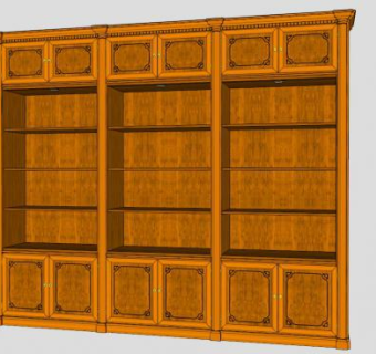 半开式家具书柜SU模型下载_sketchup草图大师SKP模型