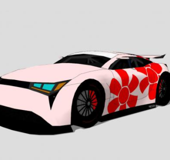 花型喷漆跑车SU模型下载_sketchup草图大师SKP模型
