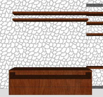 客厅壁柜书柜SU模型下载_sketchup草图大师SKP模型
