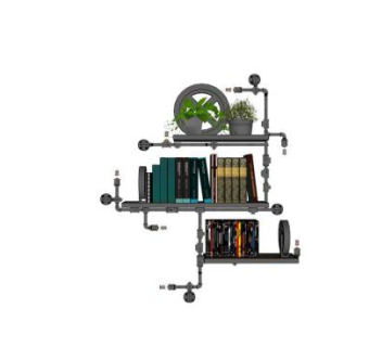 板式倚墙式书架SU模型下载_sketchup草图大师SKP模型