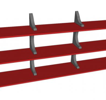 红色倚墙式书架SU模型下载_sketchup草图大师SKP模型