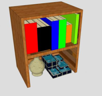 隔板式双层书架SU模型下载_sketchup草图大师SKP模型