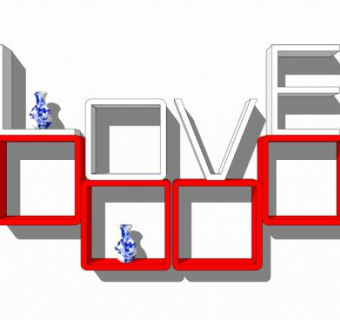 倚墙式爱符号书架SU模型下载_sketchup草图大师SKP模型