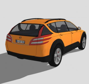 橙色SUV汽车车辆SU模型下载_sketchup草图大师SKP模型
