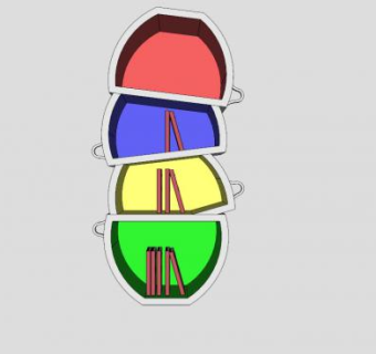 彩色嵌入式书架书柜SU模型下载_sketchup草图大师SKP模型