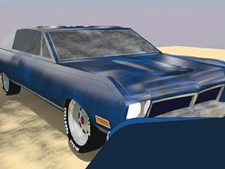 1970款蓝色肌肉车SU模型下载_sketchup草图大师SKP模型