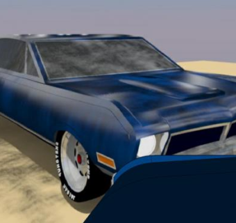 1970款蓝色肌肉车SU模型下载_sketchup草图大师SKP模型