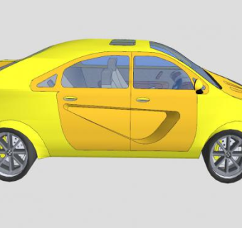 黄色汽车车辆SU模型下载_sketchup草图大师SKP模型