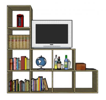 客厅家具隔板式书架SU模型下载_sketchup草图大师SKP模型