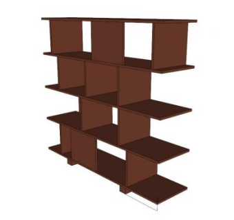 红色隔板式书柜书架SU模型下载_sketchup草图大师SKP模型
