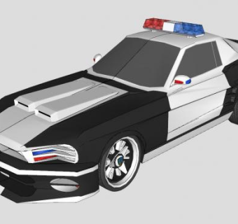 福特野马警车SU模型下载_sketchup草图大师SKP模型