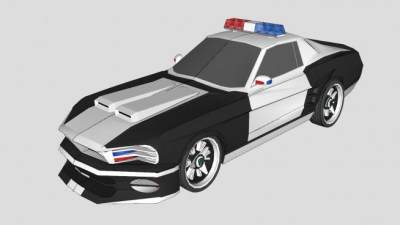 福特野马警车SU模型下载_sketchup草图大师SKP模型