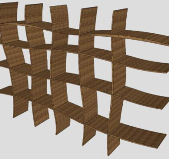 实木不对称书架SU模型下载_sketchup草图大师SKP模型