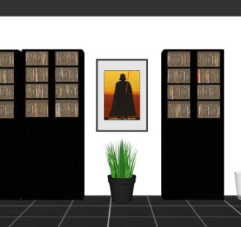 宜家比利黑色书柜SU模型下载_sketchup草图大师SKP模型