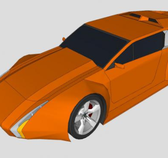概念橙色跑车SU模型下载_sketchup草图大师SKP模型