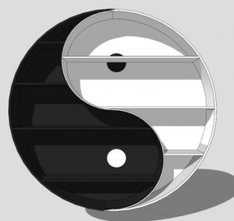 八卦隔板书柜SU模型下载_sketchup草图大师SKP模型