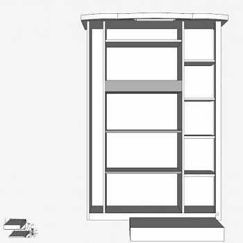 现代隔板式白色书架SU模型下载_sketchup草图大师SKP模型