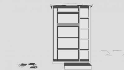 现代隔板式白色书架SU模型下载_sketchup草图大师SKP模型