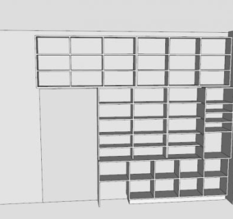 白色隔板独立式书架SU模型下载_sketchup草图大师SKP模型