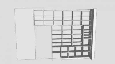 白色隔板独立式书架SU模型下载_sketchup草图大师SKP模型