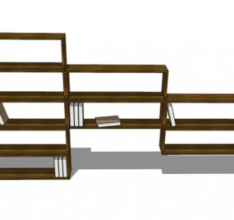 木制嵌入式书架SU模型下载_sketchup草图大师SKP模型