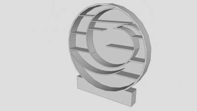 独立式圆形白色书架SU模型下载_sketchup草图大师SKP模型