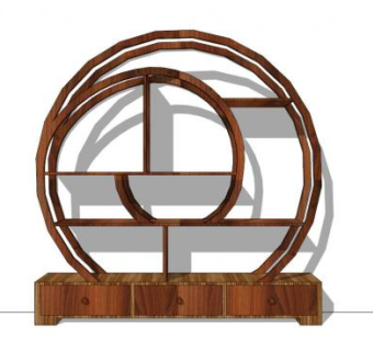 隔板装饰实木书架SU模型下载_sketchup草图大师SKP模型