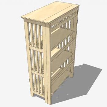 独立式<em>实木书架</em>SU模型下载_sketchup草图大师SKP模型