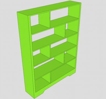 现代绿色书柜SU模型下载_sketchup草图大师SKP模型