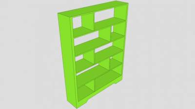现代绿色书柜SU模型下载_sketchup草图大师SKP模型