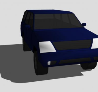中型蓝色越野车SU模型下载_sketchup草图大师SKP模型