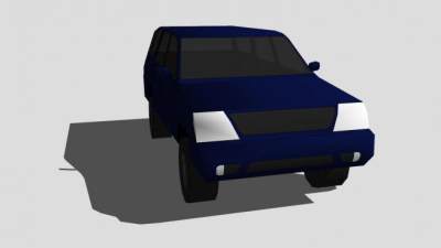 中型蓝色越野车SU模型下载_sketchup草图大师SKP模型